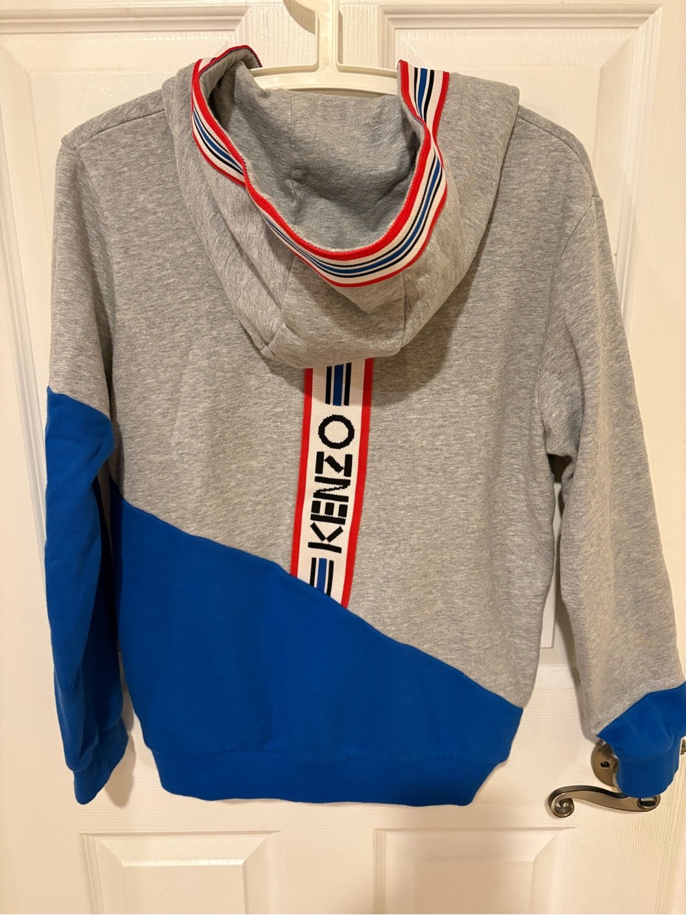 Authentic KENZO Kids Zip Up Hoodie Grey Blue Colorblock (Size 14A / 14 Years)